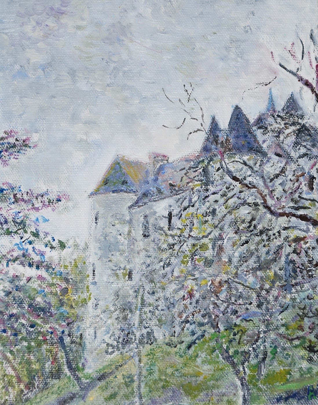 Chateau Derriere Les Arbres painting